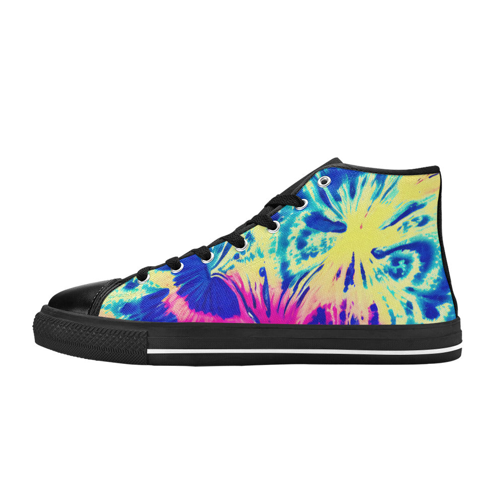 MEN'S Tie Dye Splash Retro High Top Canvas Wallpaper Art Custom Shoes