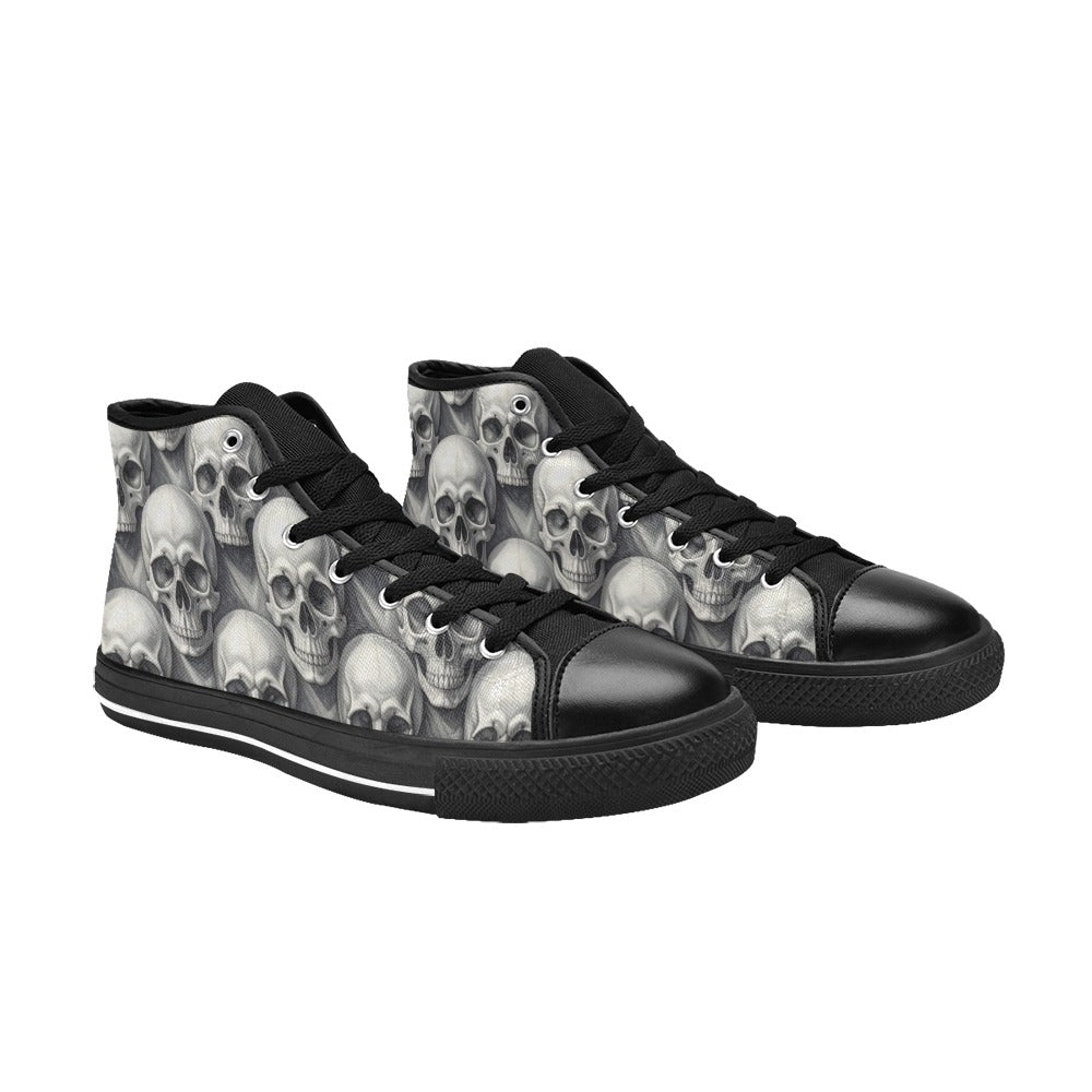 WOMEN'S Hyper Realistic Skull High Top Canvas Vivid Sneakers