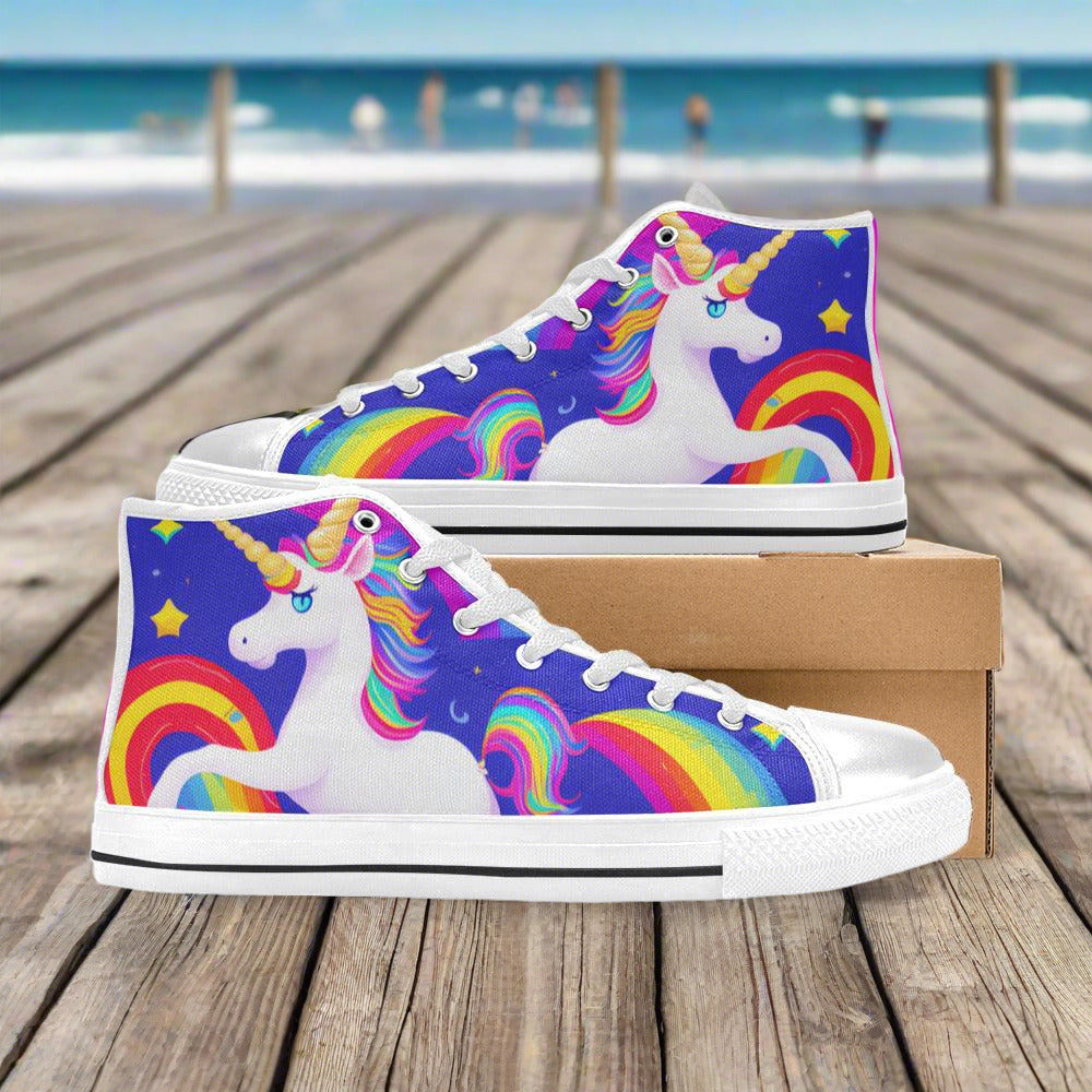Cherry Blossom Blue Gold Vivid WOMEN Bold Art - Freaky Shoes | Custom Art Sneakers