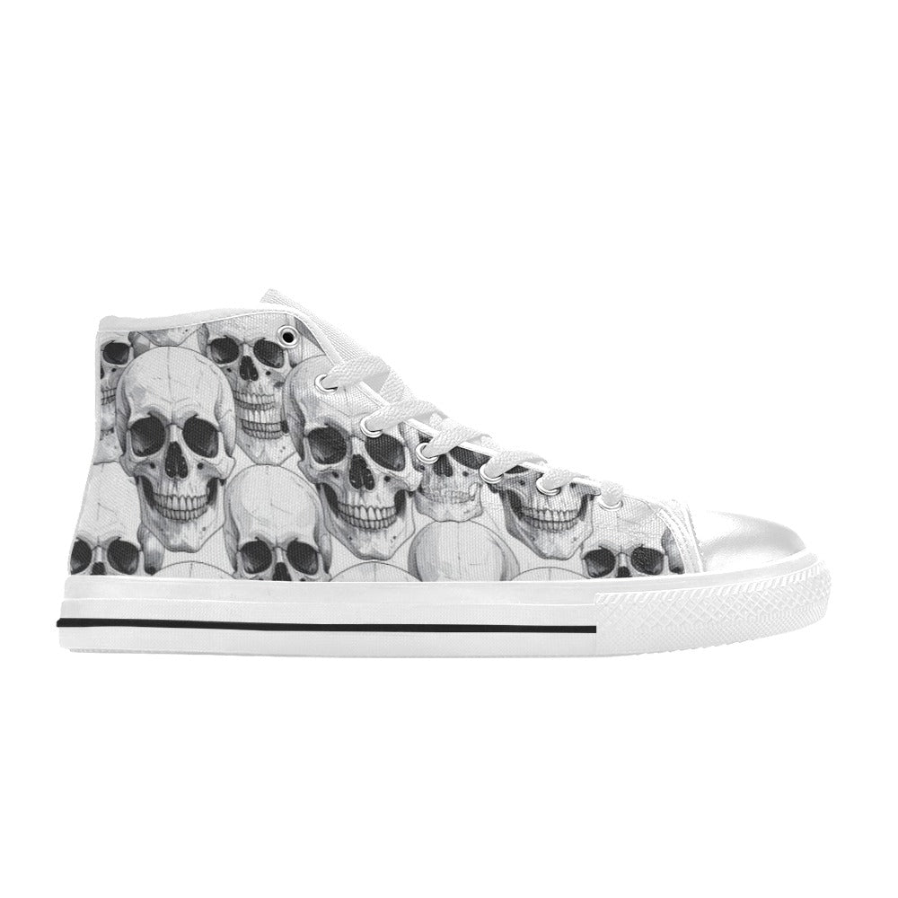 WOMEN'S Clean Skull Line Art High Top Canvas Vibrant Chaos Sneakers