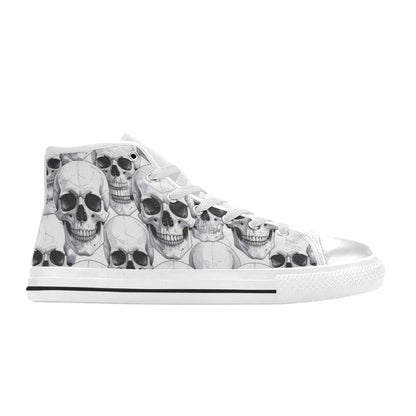 WOMEN'S Clean Skull Line Art High Top Canvas Vibrant Chaos Sneakers