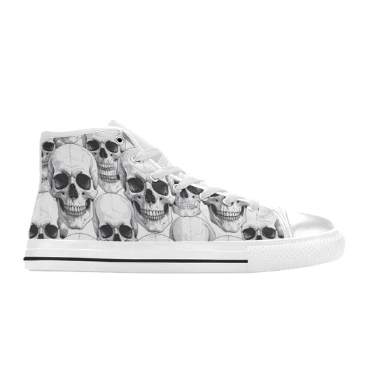 WOMEN'S Clean Skull Line Art High Top Canvas Vibrant Chaos Sneakers