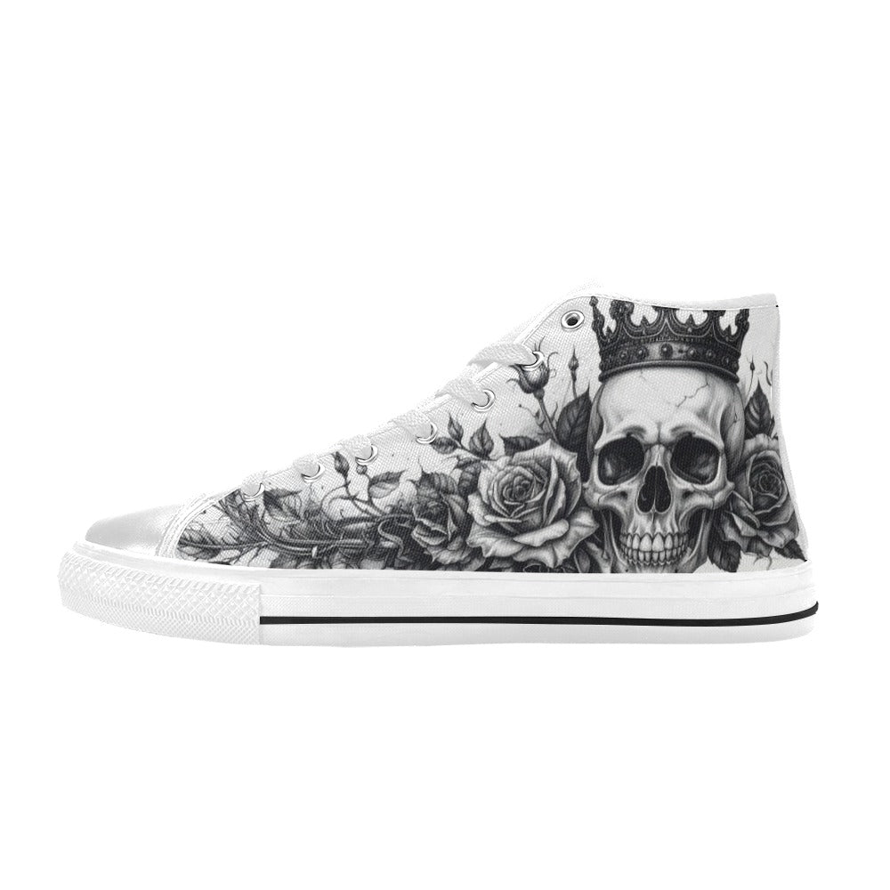 Dark Tattoo Skull Men's Gothic Art High Top Canvas Shoes | Freaky Shoes®
