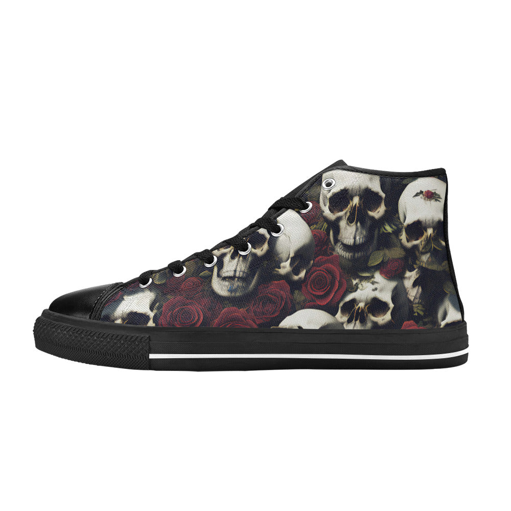 MEN'S Rose Skulls Dark Men’S High Top Canvas Dreamcore Custom Sneakers