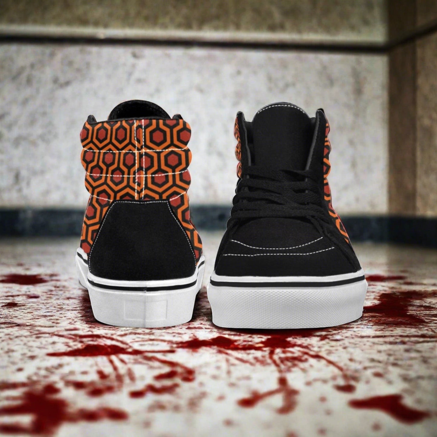 Custom Men's Carpet Pattern Art Freaky high-top canvas shoes with bold all-over art — Freaky Shoes