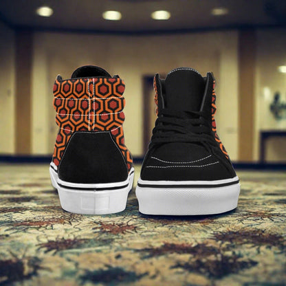 Custom Women's Carpet Pattern Art Freaky high-top canvas shoes with bold all-over art — Freaky Shoes