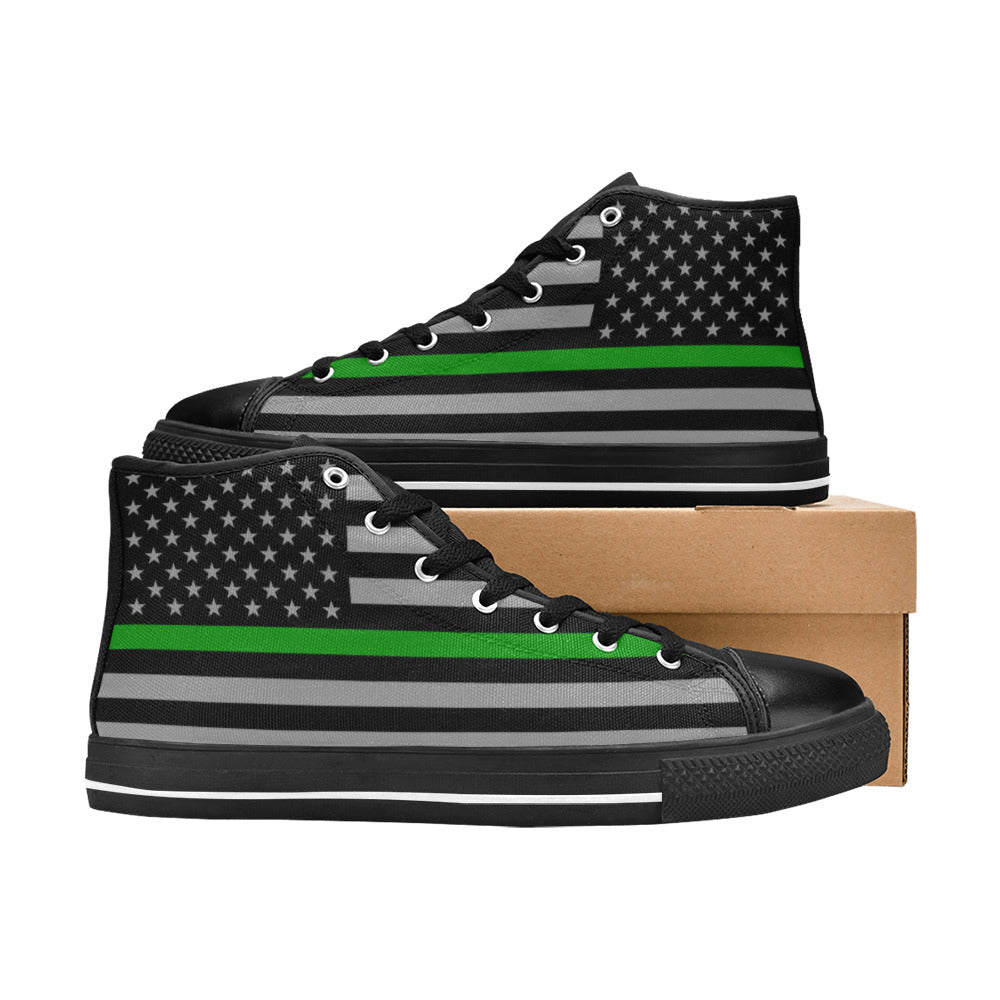 MEN'S Thin Green Line Flag High Top Canvas Cottagecore Custom Sneakers