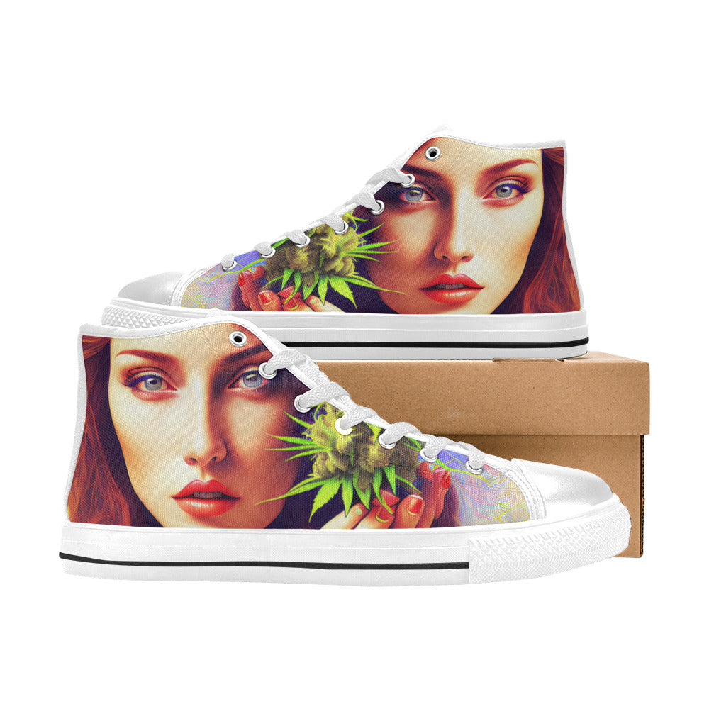 WOMEN'S 420 Woman High Top Canvas Neon Fantasy Custom Shoes