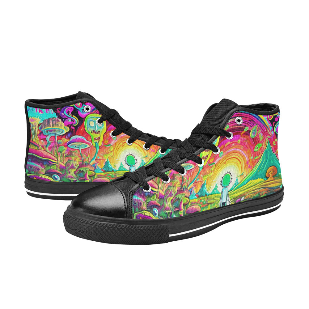 WOMEN'S Trippy Freestyle Art Designs High Top Canvas Aesthetic Custom Shoes