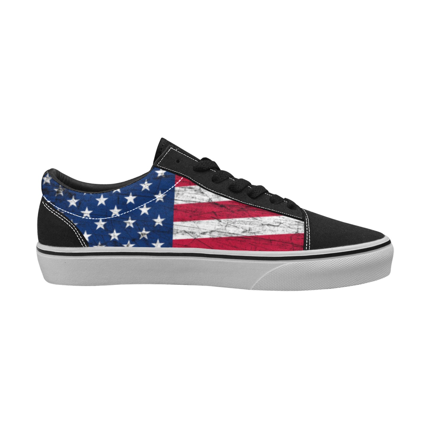 MEN'S USA Distressed Flag Low Top Skateboarding Grunge Custom Sneakers