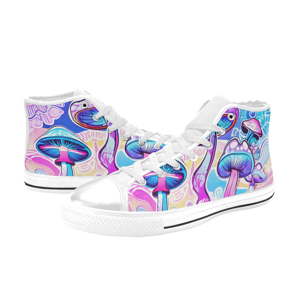 MEN'S Magic Mushrooms Art 4 High Top Canvas Dark Academia Custom Sneakers