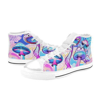 MEN'S Magic Mushrooms Art 4 High Top Canvas Dark Academia Custom Sneakers