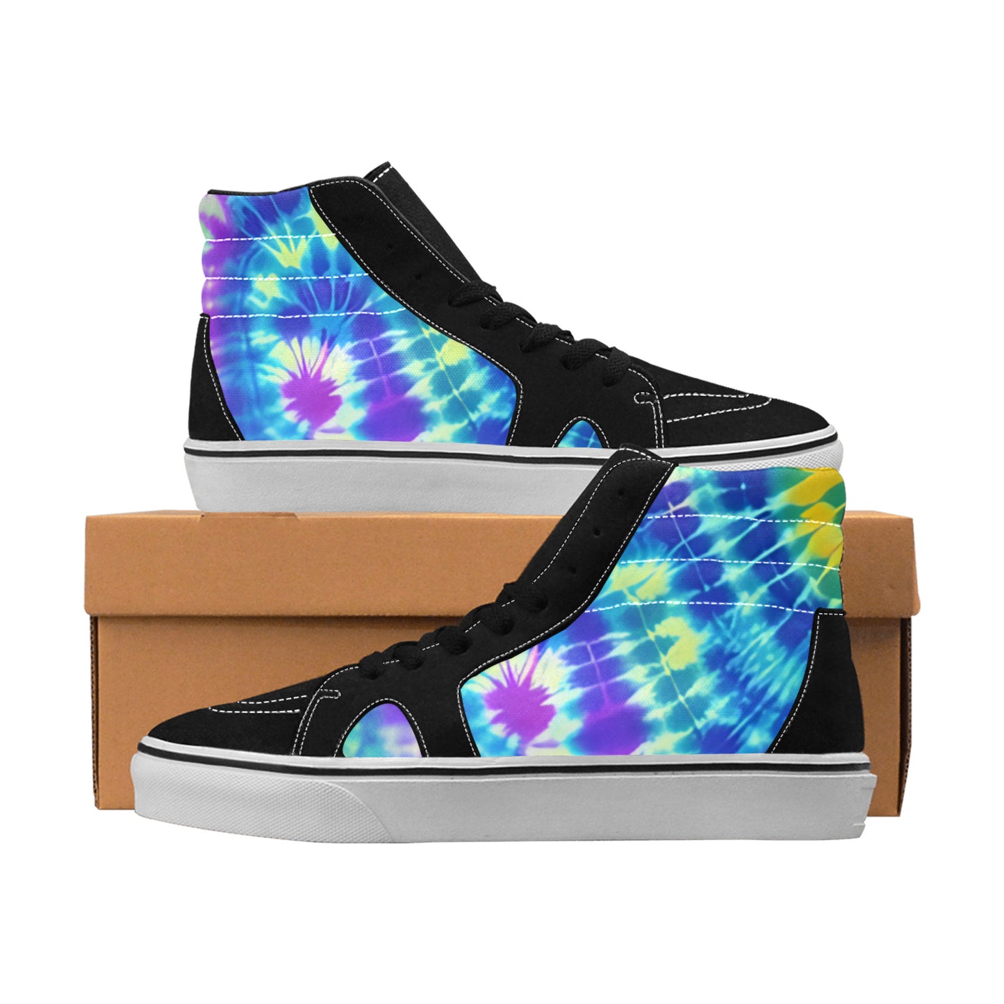 WOMEN'S Psychedelic Art Tie Dye High Top Skateboarding Dreamcore Shoes