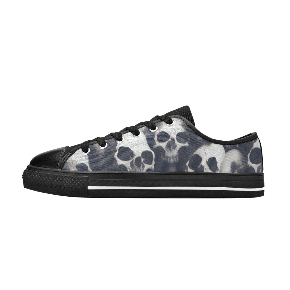 WOMEN'S Cc Skulls Greyscale Style Canvas Cottagecore Sneakers
