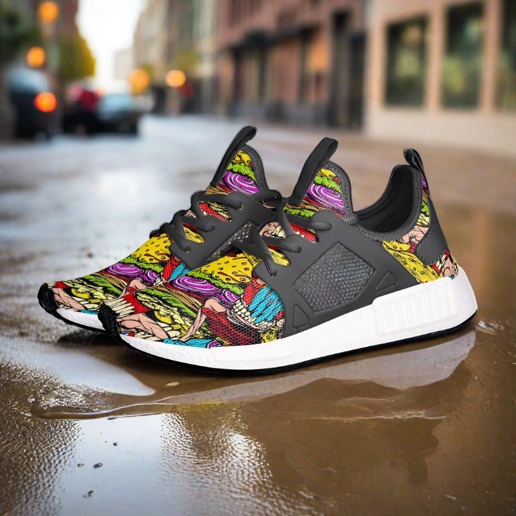 Lightweight Cheeseburger Mons Custom Sneakers | Unisex | Freaky Shoes®