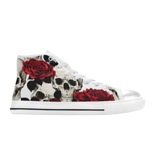 MEN'S Skulls Roses Deluxe 6 High Top Canvas Cottagecore Custom Shoes