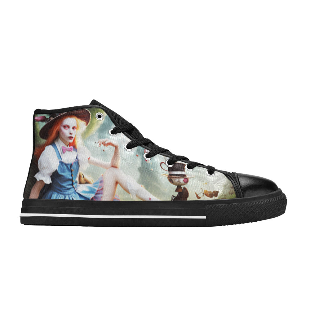 WOMEN'S Acid Creepy Wonderland Psychedelic High Top Canvas Vibrant Chaos Shoes