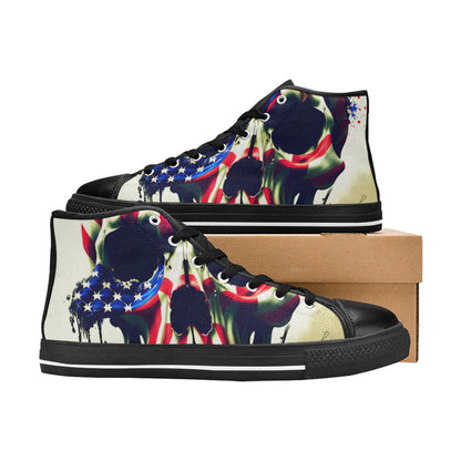 MEN'S Patriotic Flag Skull Art High Top Canvas Y2K Custom Sneakers
