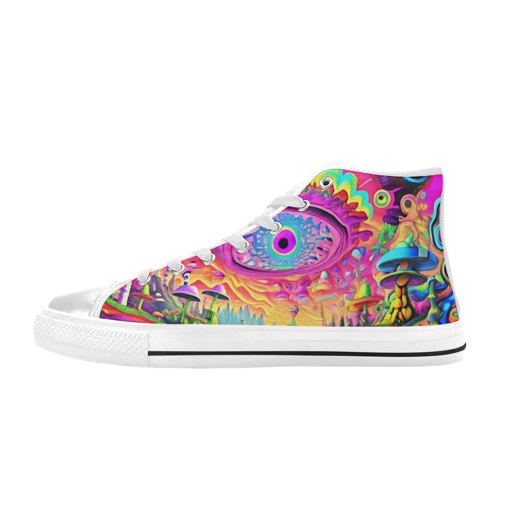 MEN'S Trippy Acid World Art High Top Canvas Grunge Shoes