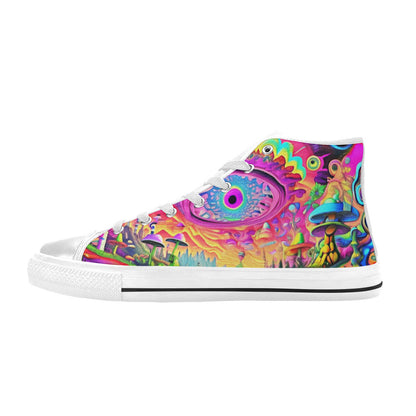 MEN'S Trippy Acid World Art High Top Canvas Grunge Shoes