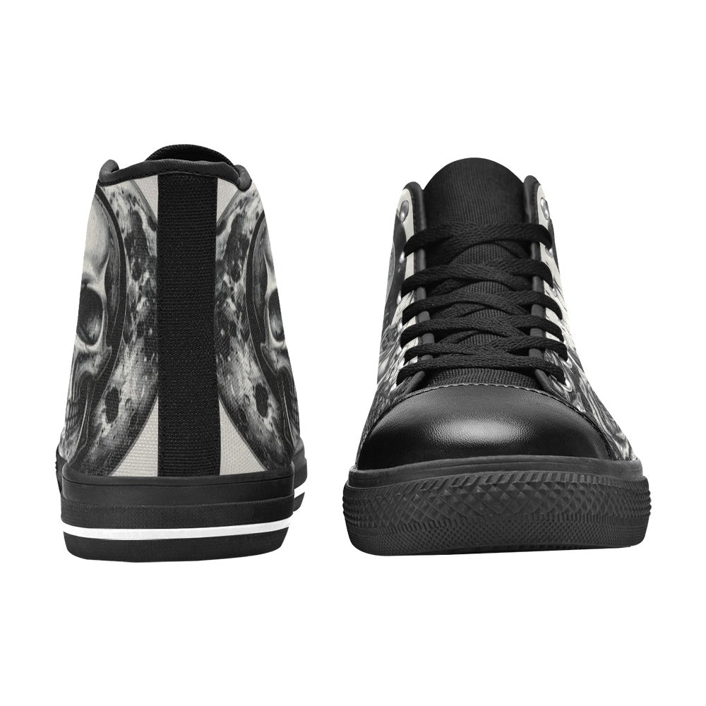 Dark Gothic Skull Men's Art High Top Canvas Shoes | Freaky Shoes®