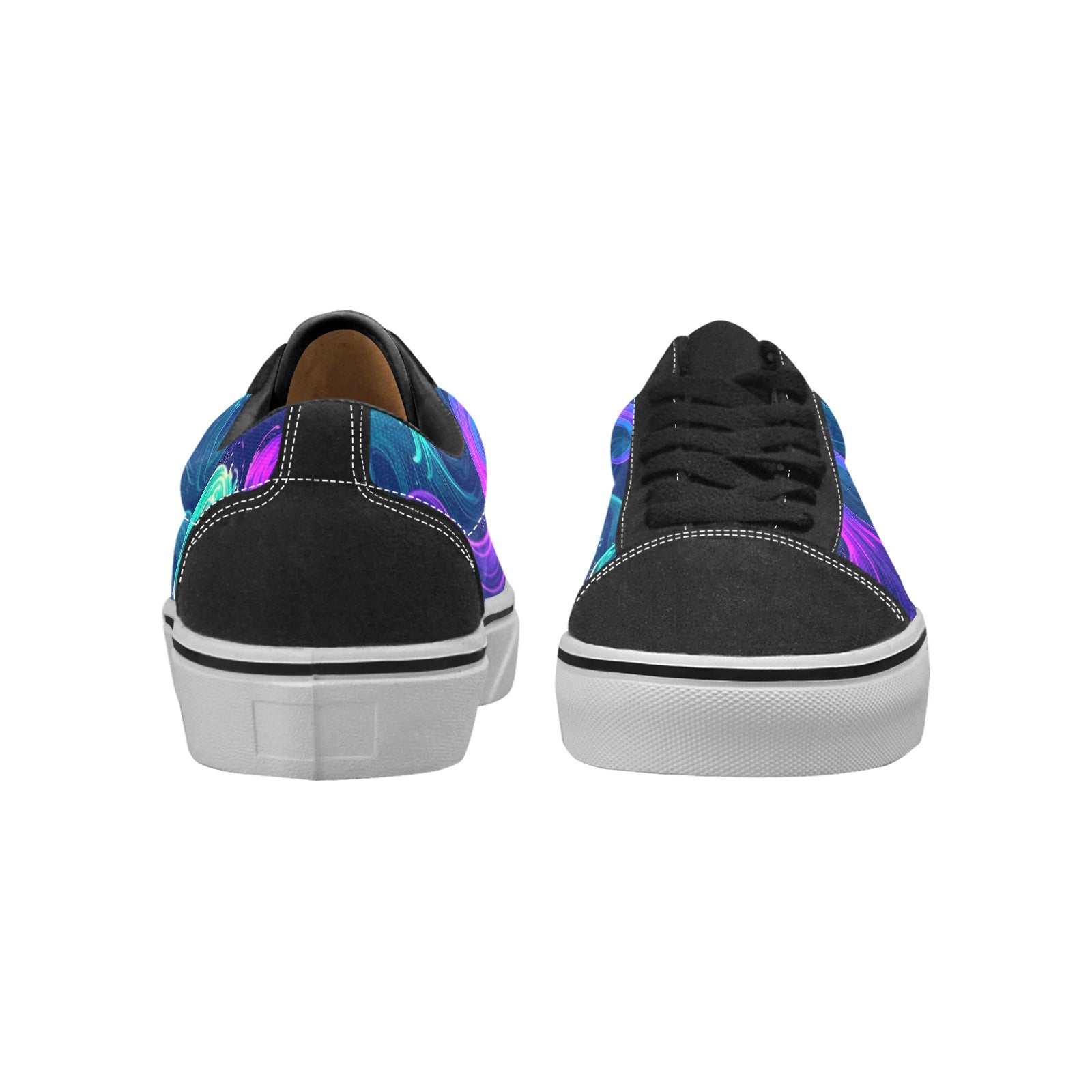 MEN'S Glowing Ocean Swirls Low Top Skateboarding Vivid Custom Sneakers