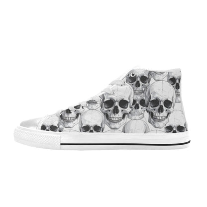 WOMEN'S Clean Skull Line Art High Top Canvas Vibrant Chaos Sneakers