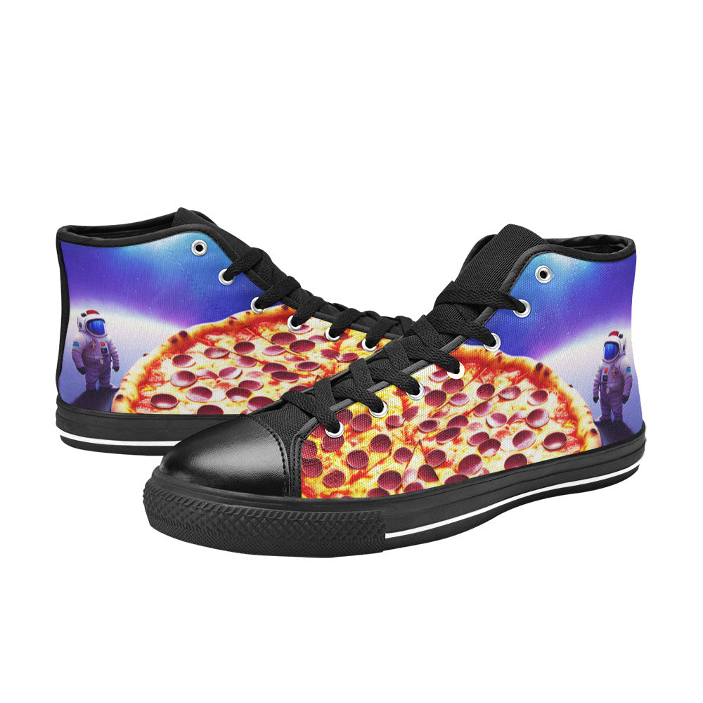 MEN'S Pizza Space 2 Men’S High Top Canvas Wallpaper Art Sneakers