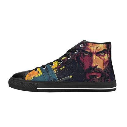 WOMEN'S Jesus_Ht_11 High Top Canvas Vibrant Chaos Custom Shoes