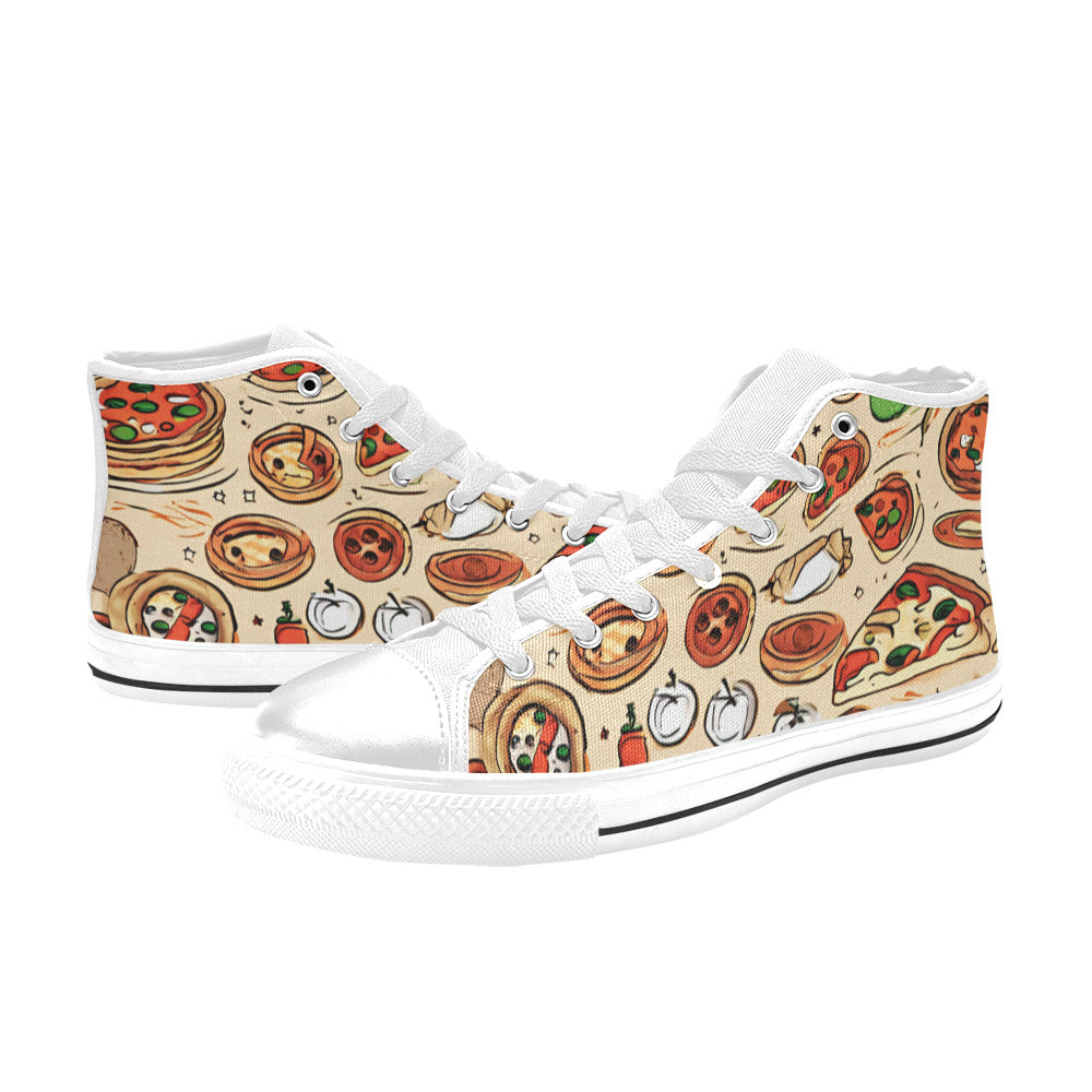MEN'S Planet Pizza Art Men’S High Top Canvas Neon Fantasy Sneakers