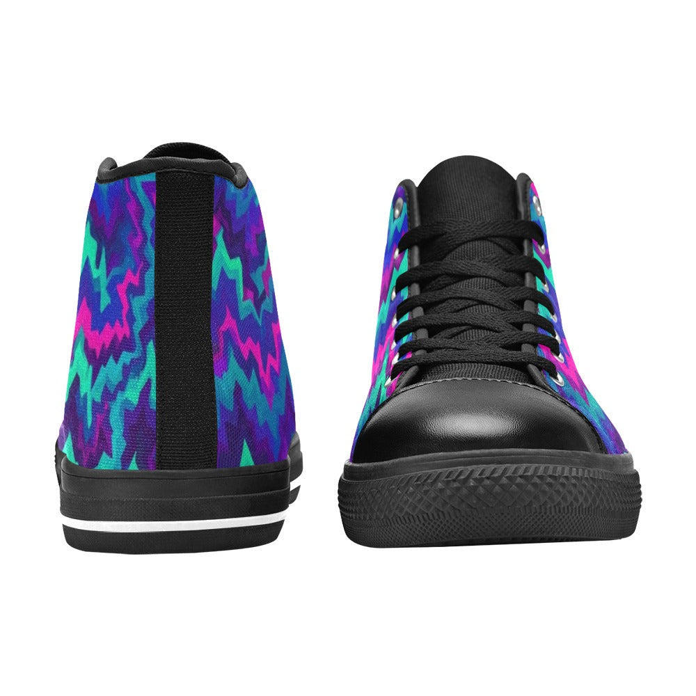 WOMEN'S Psychedelic Chevron Vortex High Top Canvas Surreal Custom Shoes
