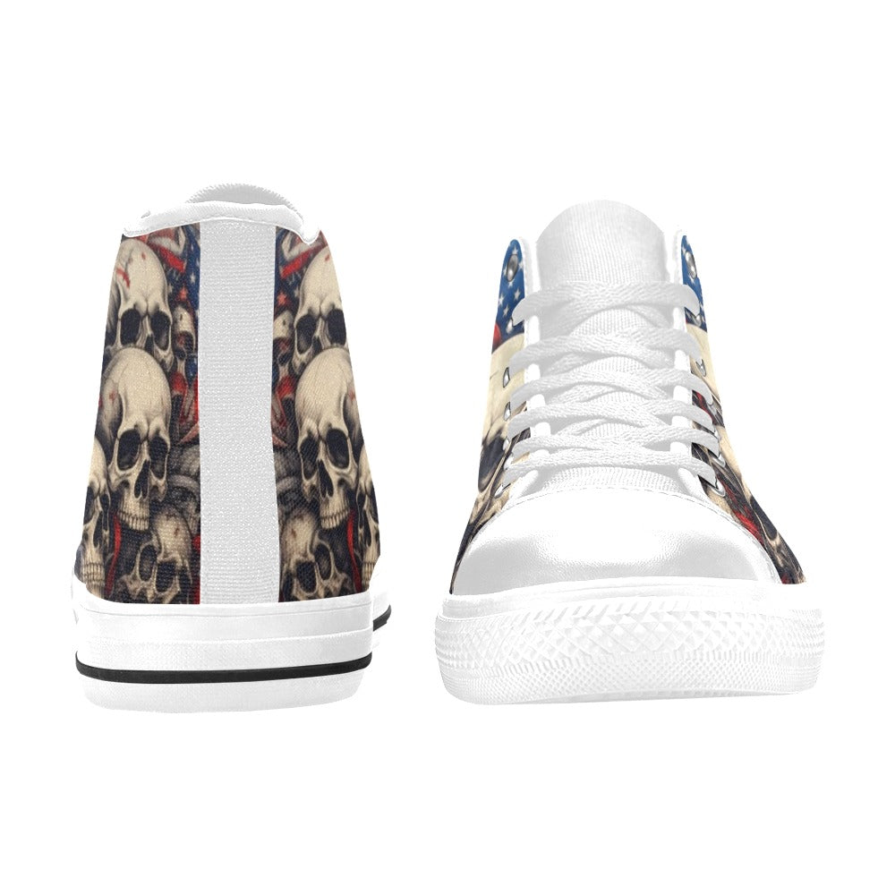 MEN'S Patriotic Skull Flag High Top Canvas Cottagecore Custom Sneakers