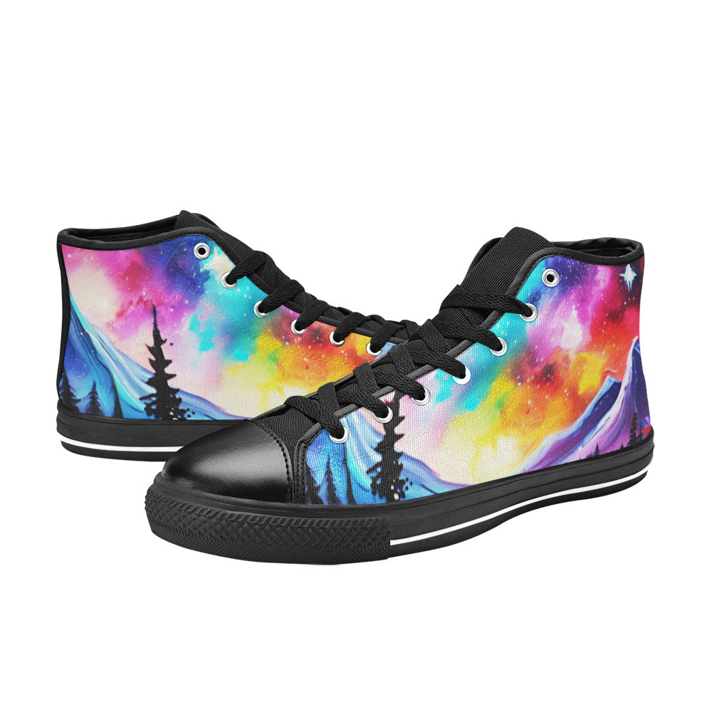 WOMEN'S Acrylic Colorful Galaxy Art High Top Canvas Wallpaper Art Custom Shoes