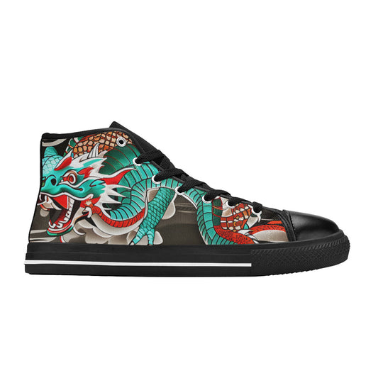 MEN'S Japanese Dragon Art Men’S High Top Canvas Neon Fantasy Custom Sneakers