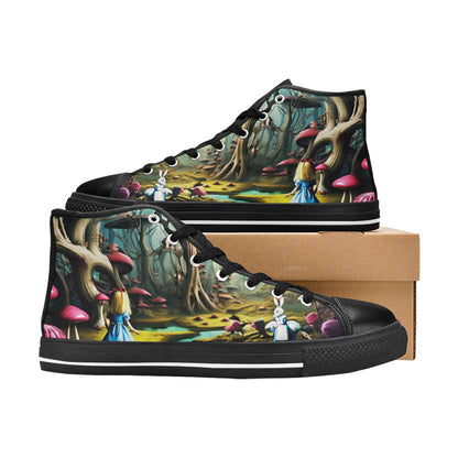 MEN'S Creepy Wonderland Model Art High Top Canvas Vibrant Chaos Custom Shoes