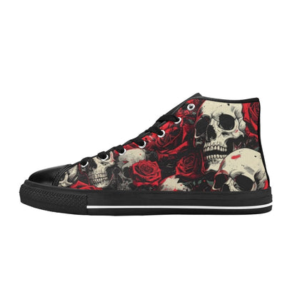 WOMEN'S Comic Book Skull Roses High Top Canvas Dreamcore Custom Shoes