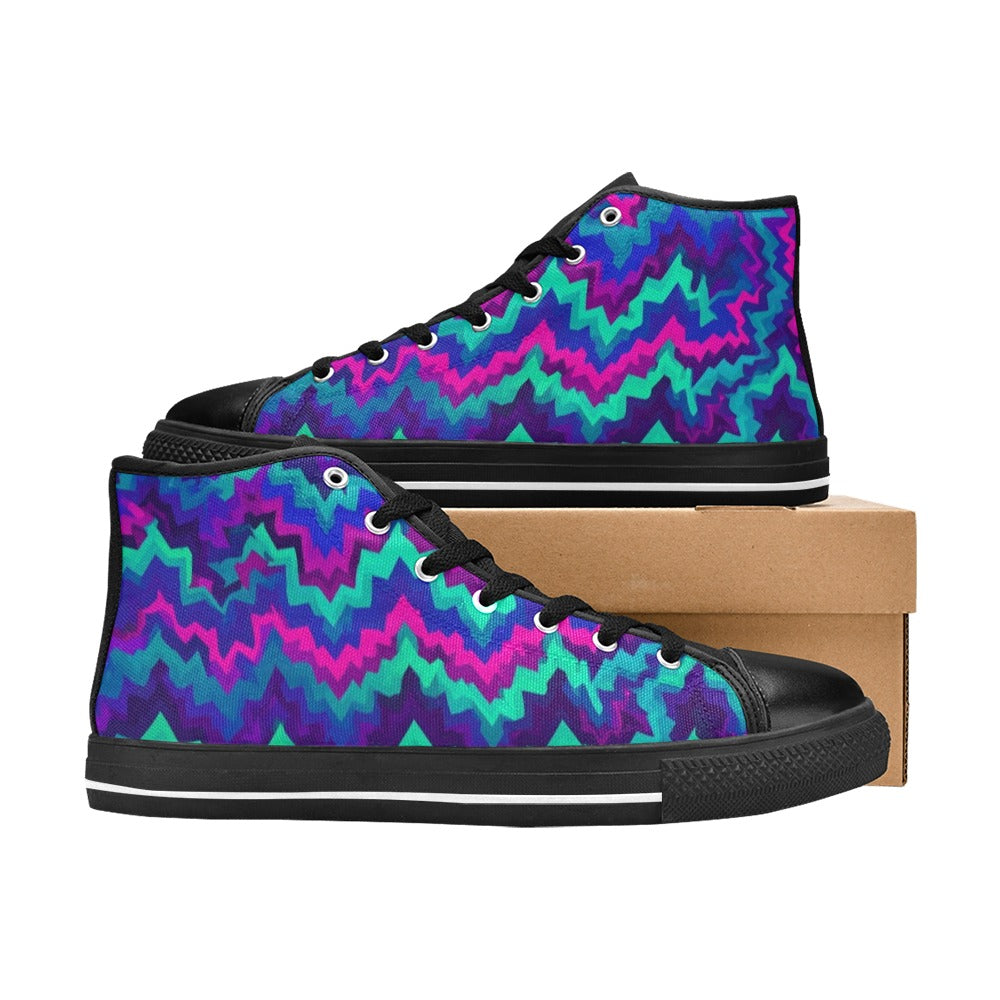 MEN'S Psychedelic Chevron Vortex Men’S High Top Canvas Y2K Custom Sneakers