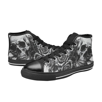 Dark Skull Art Gothic Men's High Top Canvas Shoes | Freaky Shoes®