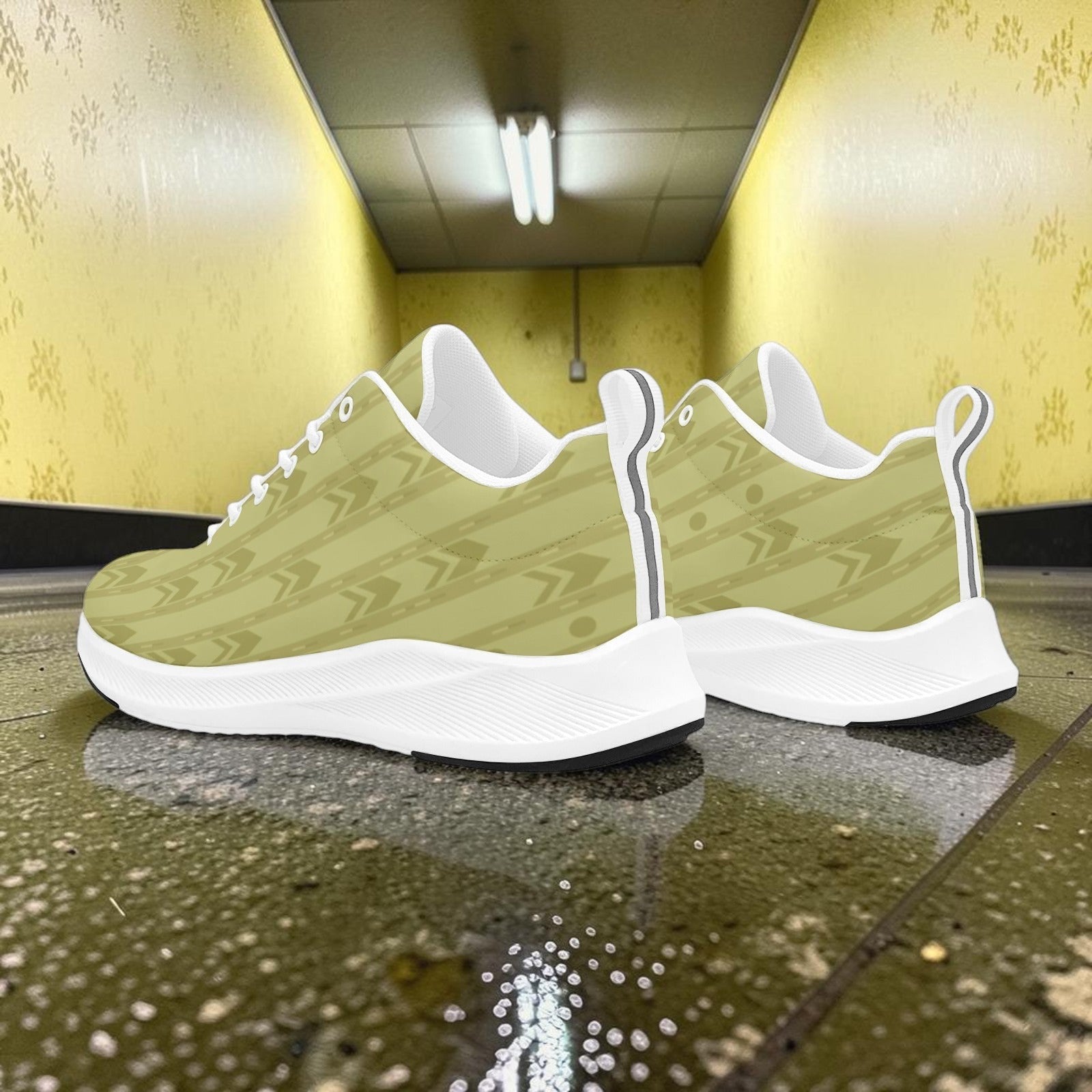 Custom Women's Liminal Space Backrooms Aesthetic Alpha Running low-top canvas shoes with bold all-over art — Freaky Shoes