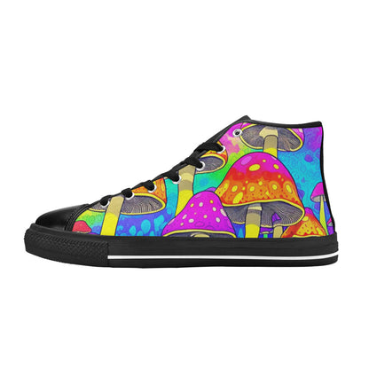 MEN'S Colorful Mushrooms Art Vibes High Top Canvas Dreamcore Custom Sneakers