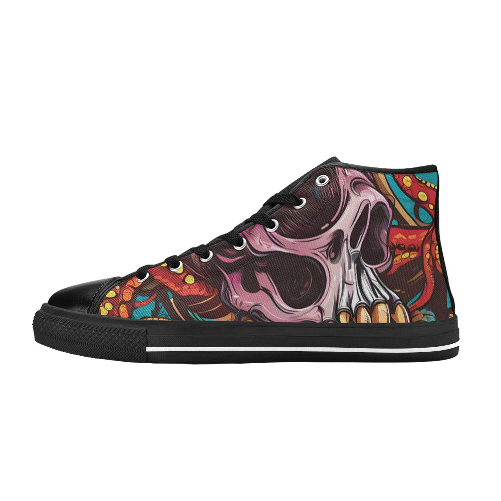 WOMEN'S Tentacles Skull High Top Canvas Dreamcore Sneakers