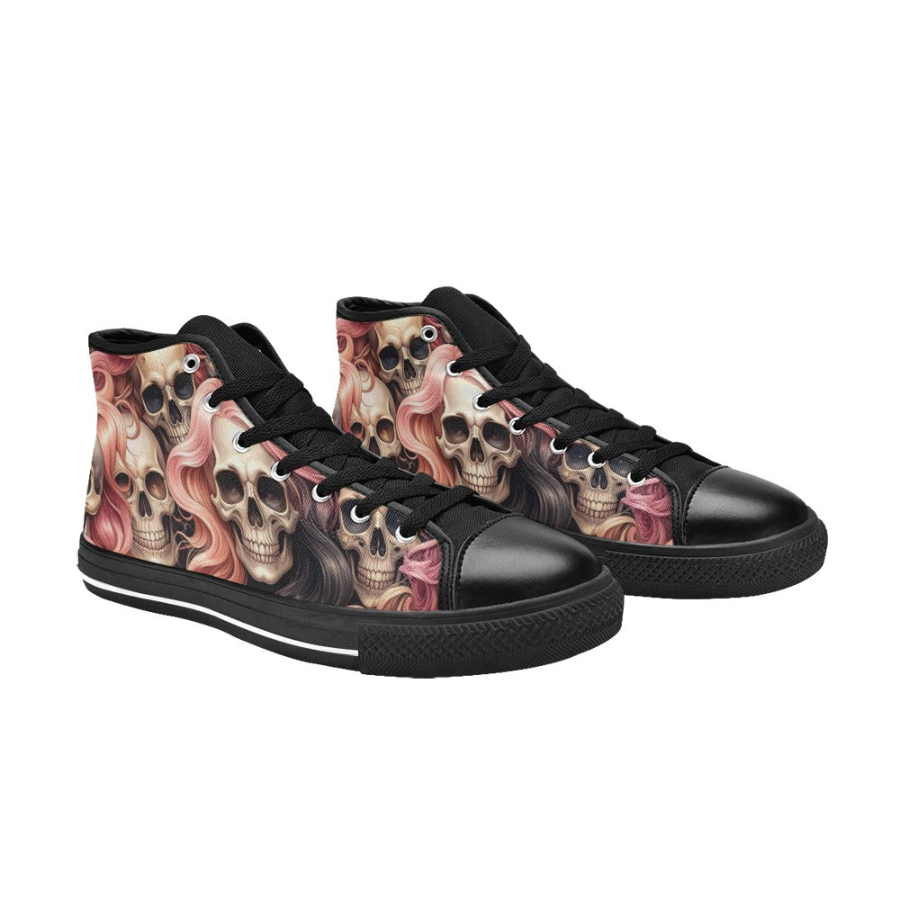 WOMEN'S Dark Feminine Flowing Hair High Top Canvas Y2K Custom Shoes
