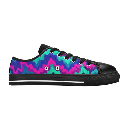 KIDS' Psychedelic Chevron Vortex Low Top Canvas Grunge Sneakers
