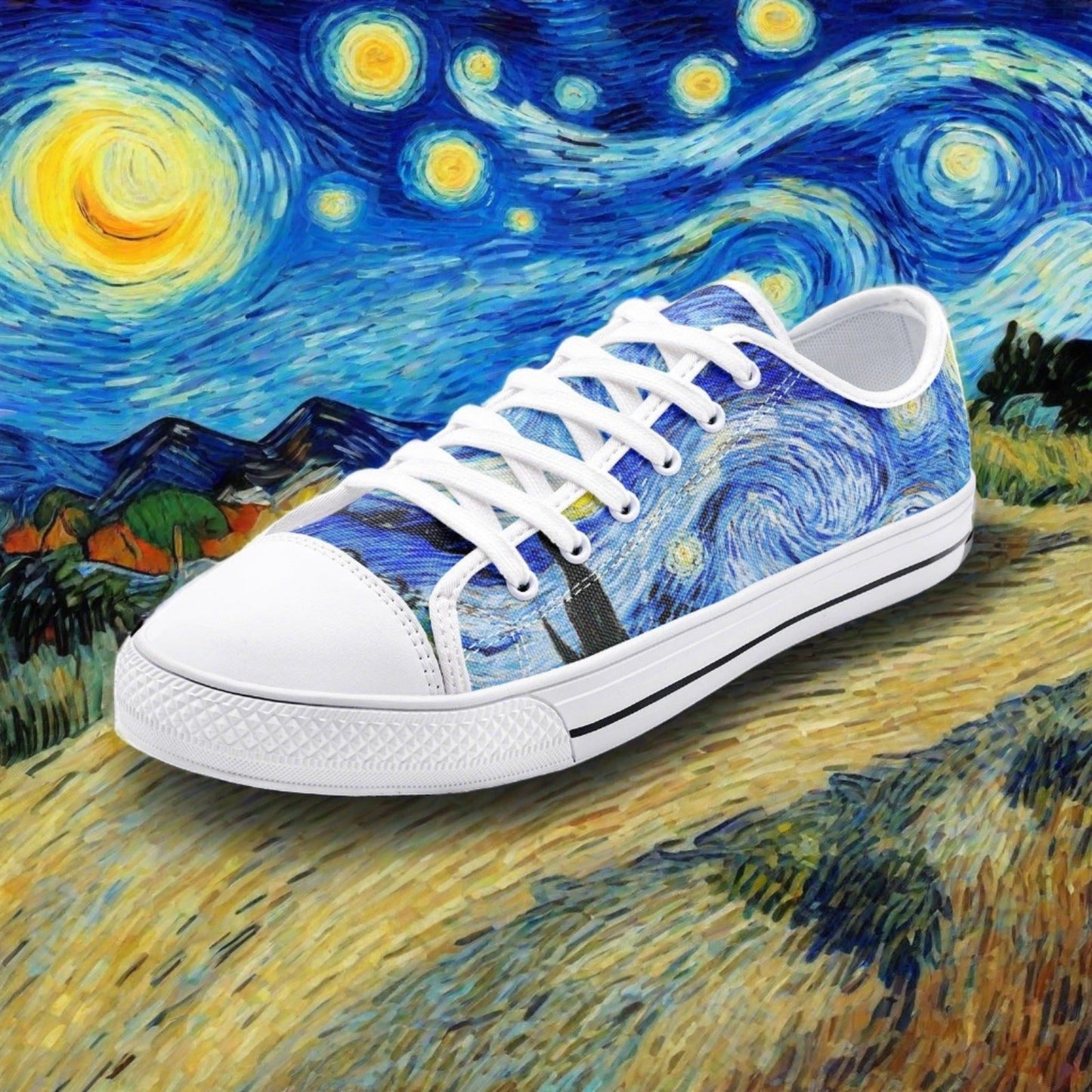 Mermaid White Gold Vivid Bold Art - Freaky Shoes | Custom Art Sneakers