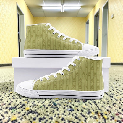 Liminal Horror High-Tops | Yellow Wallpaper Sneakers Kids' High Top Canvas Shoes-4 Sides (Model 017)