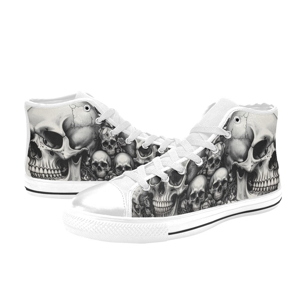 Dark Skull Butterfly Men's Gothic Art High Top Canvas Shoes | Freaky Shoes®