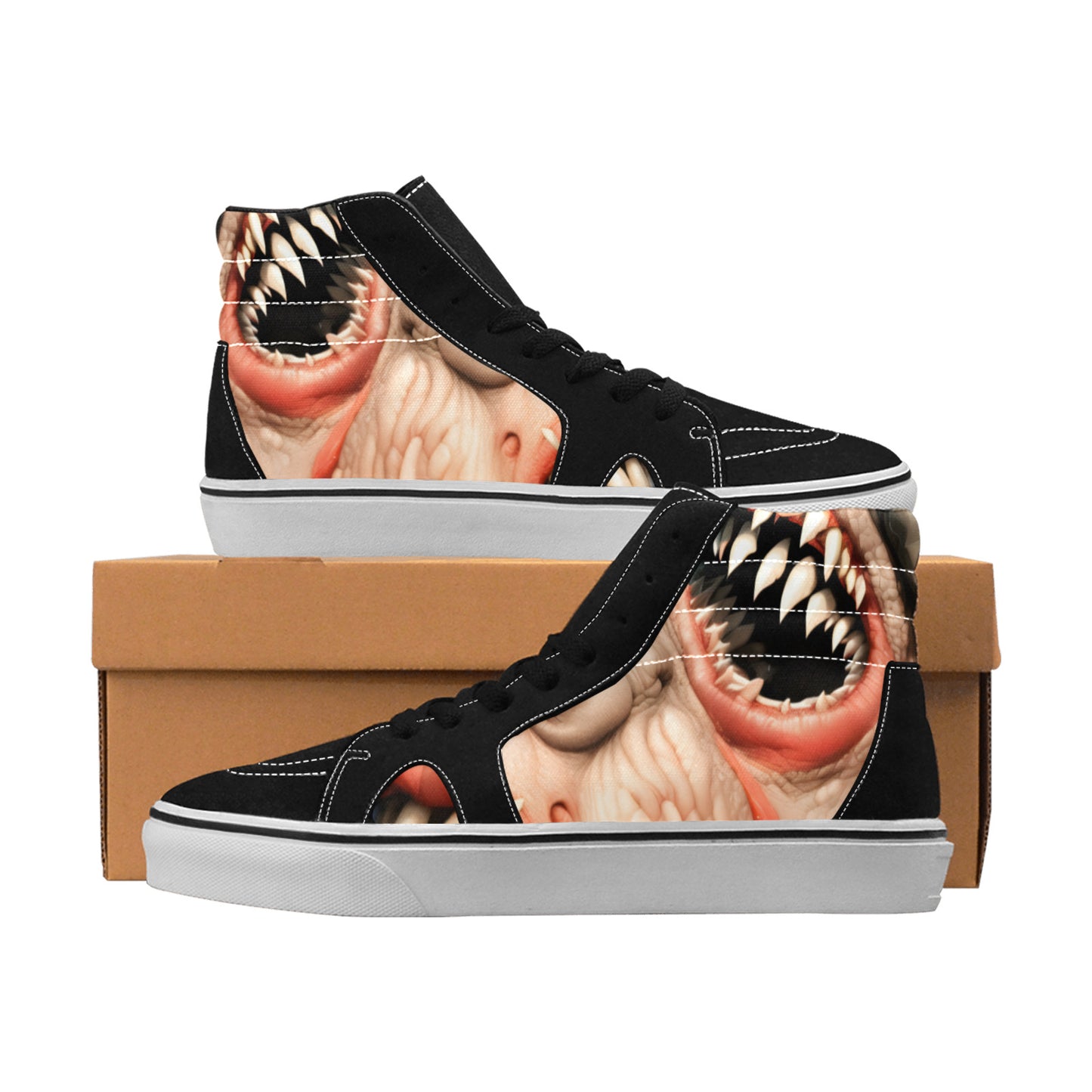 MEN'S Face Comic Pages Art High Top Skateboarding Surreal Shoes