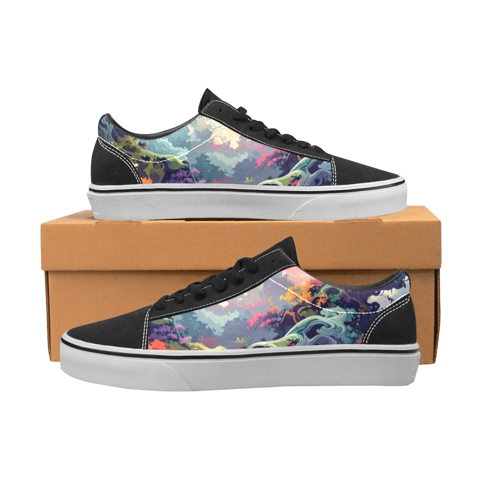 WOMEN'S Camo Design 1 Low Top Skateboarding Wallpaper Art Shoes