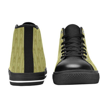 Liminal Horror High-Tops | Yellow Wallpaper Sneakers Kids' High Top Canvas Shoes-4 Sides (Model 017)