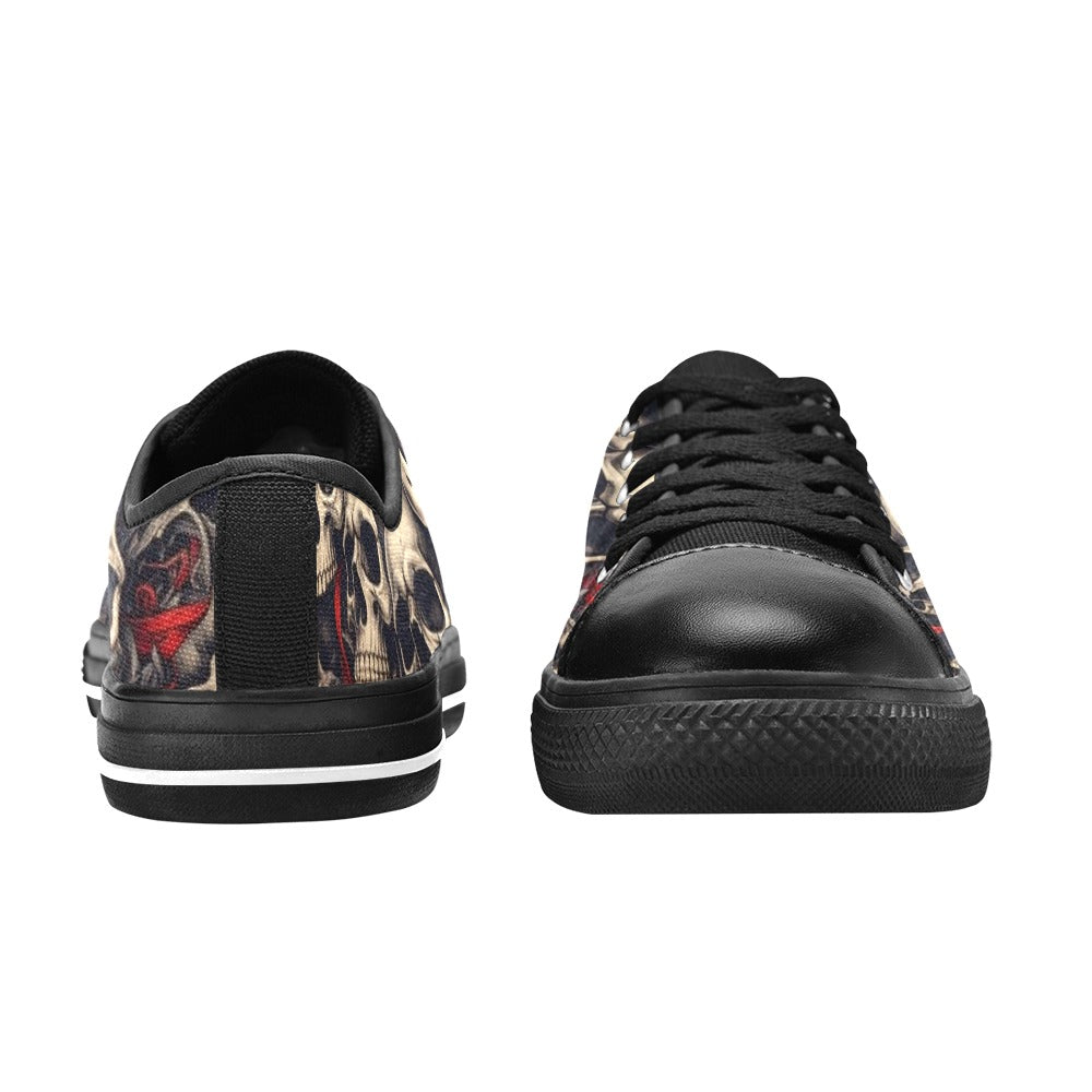 MEN'S Patriotic Skull Flag Low Top Canvas Surreal Sneakers